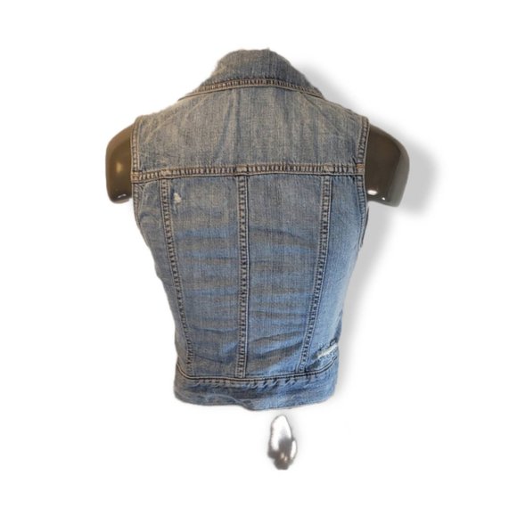 Aeropostale Women's Blue Sleeveless Collard Button Down Jeans Vest - Size XS/TP. - Picture 2 of 3